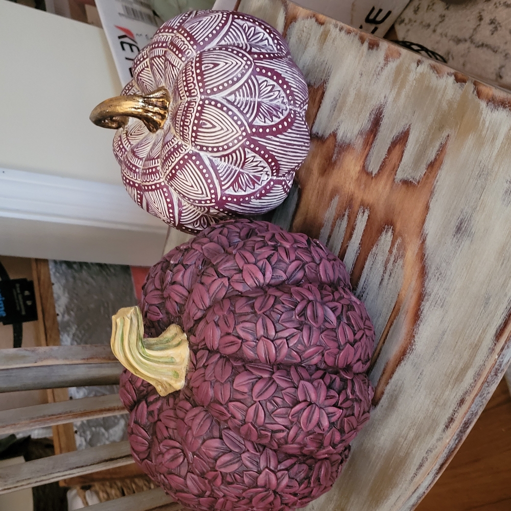 Decorative Purple and Gold Pumpkins